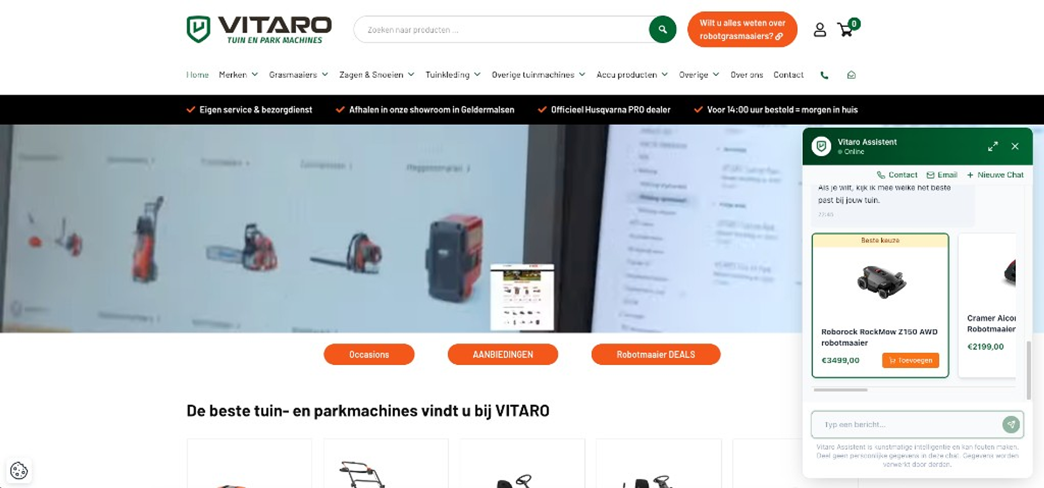 The assistant is integrated directly into the existing VITARO online store.
